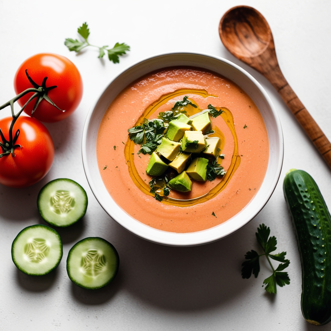 Gazpacho Keto con Aguacate – Bajo en Carbohidratos, Cremoso y Refrescante